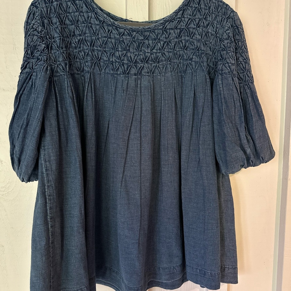 Anthropologie Denim Smocked Women's Top